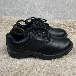FootJoy Greenjoys Golf Shoes Mens 7.5 M Black Leather Lace Up Oxford‎ Sneakers